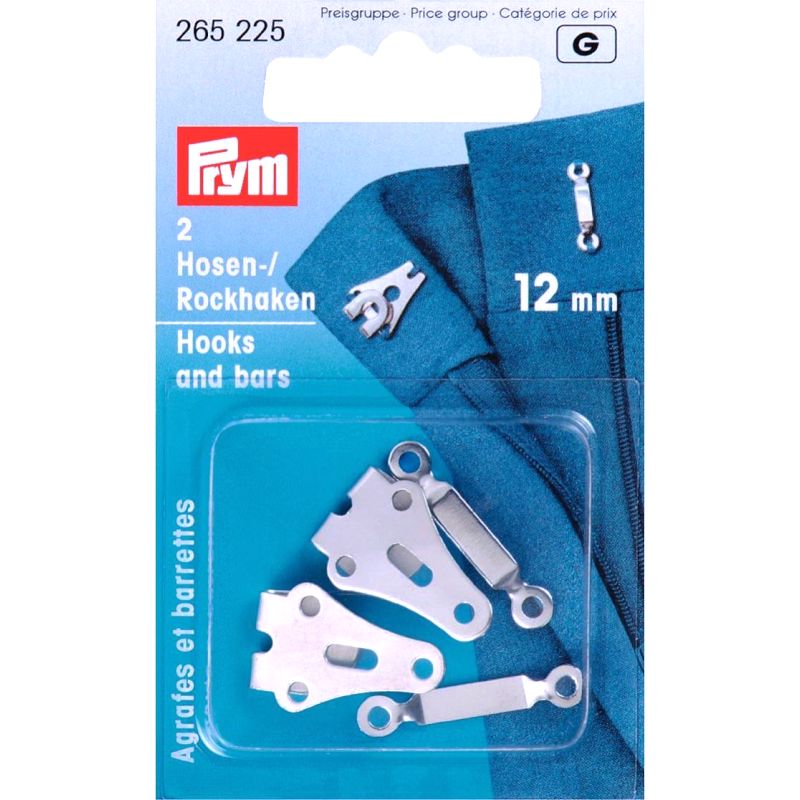 Prym Hosenhaken und Stege (12 mm/ silberfarbig/ 2 St.)