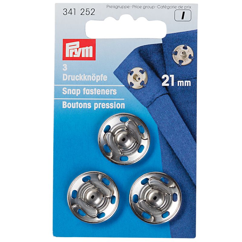 Prym Annäh-Druckknöpfe (21 mm/ silberfarbig/ 3 St.)