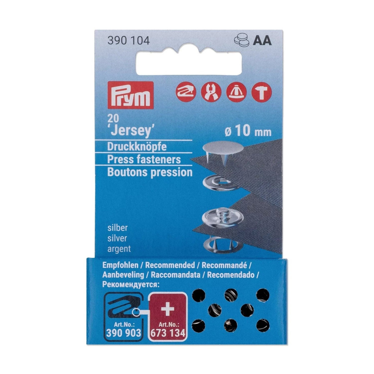 Prym Jersey Druckknöpfe mit Kappe Nachfüllset (10 mm/ silberfarbig/ 20 St.)