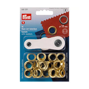 Prym Ösen mit Scheiben (11 mm/ goldfarbig/ 15 St./ inkl. Werkzeug)