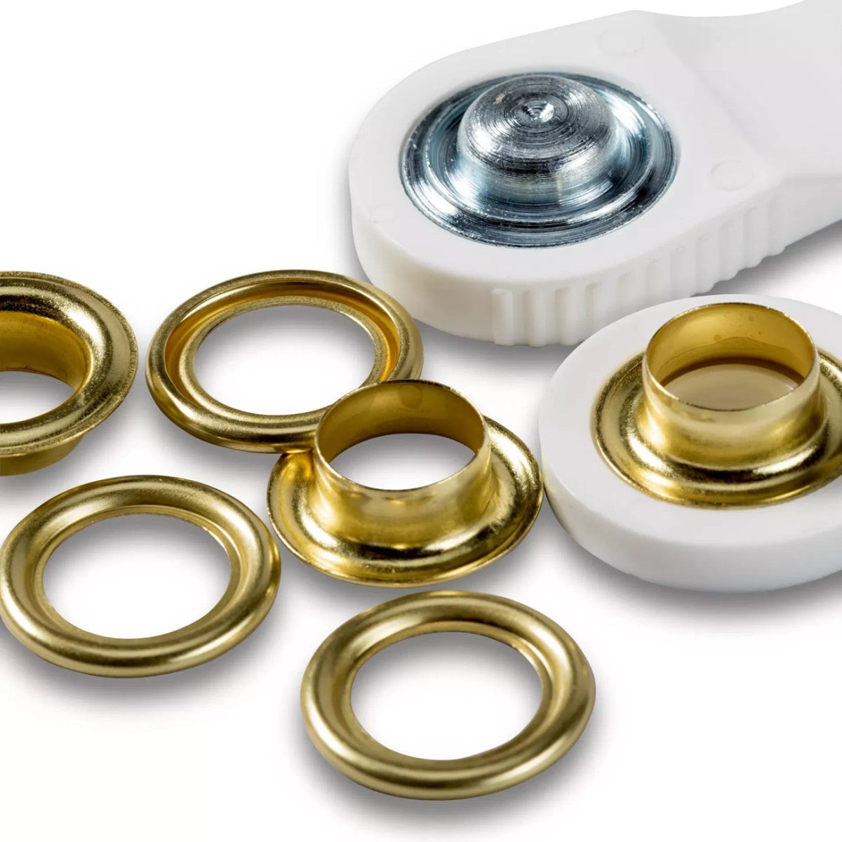 Prym Ösen mit Scheiben (11 mm/ goldfarbig/ 15 St./ inkl. Werkzeug)