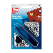 Prym Ösen mit Scheiben (5 mm/ silberfarbig/ 40 St./ inkl. Werkzeug)