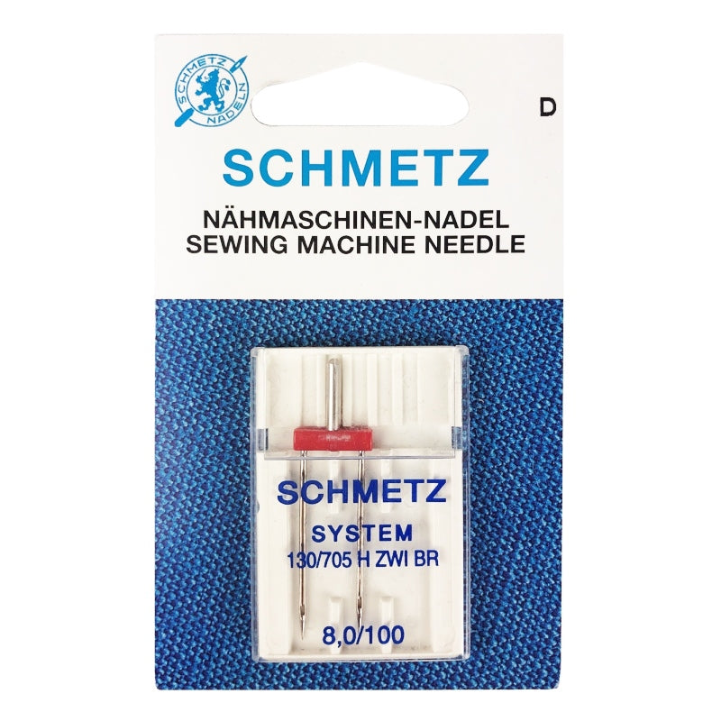 Schmetz Zwillingsnadel Stärke 100/ 8,0/ System 130/705H/ 1 Nadel