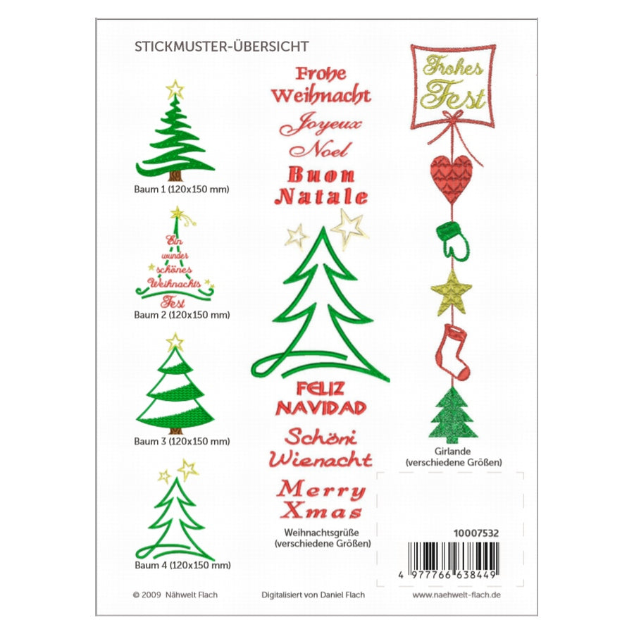 Nähwelt Flach Stickmuster-USB "Weihnachten" (8 Stickmuster)