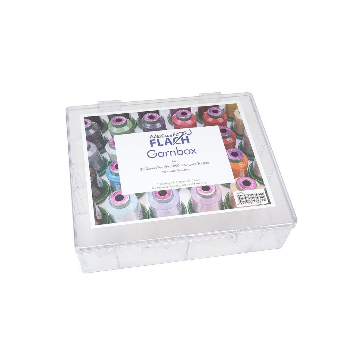 Nähwelt Flach Acryl-Garnbox ungefüllt (für 30 Rollen/ 1000 m Näh- oder Stickgarn)