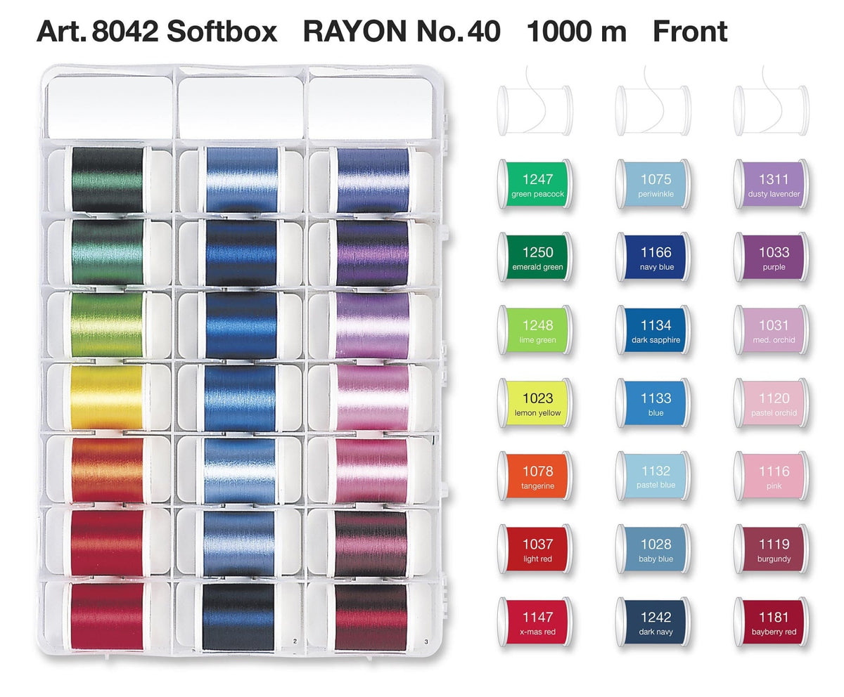 Madeira Rayon No.40 Stickbox (40 Farben/ 1000 m)