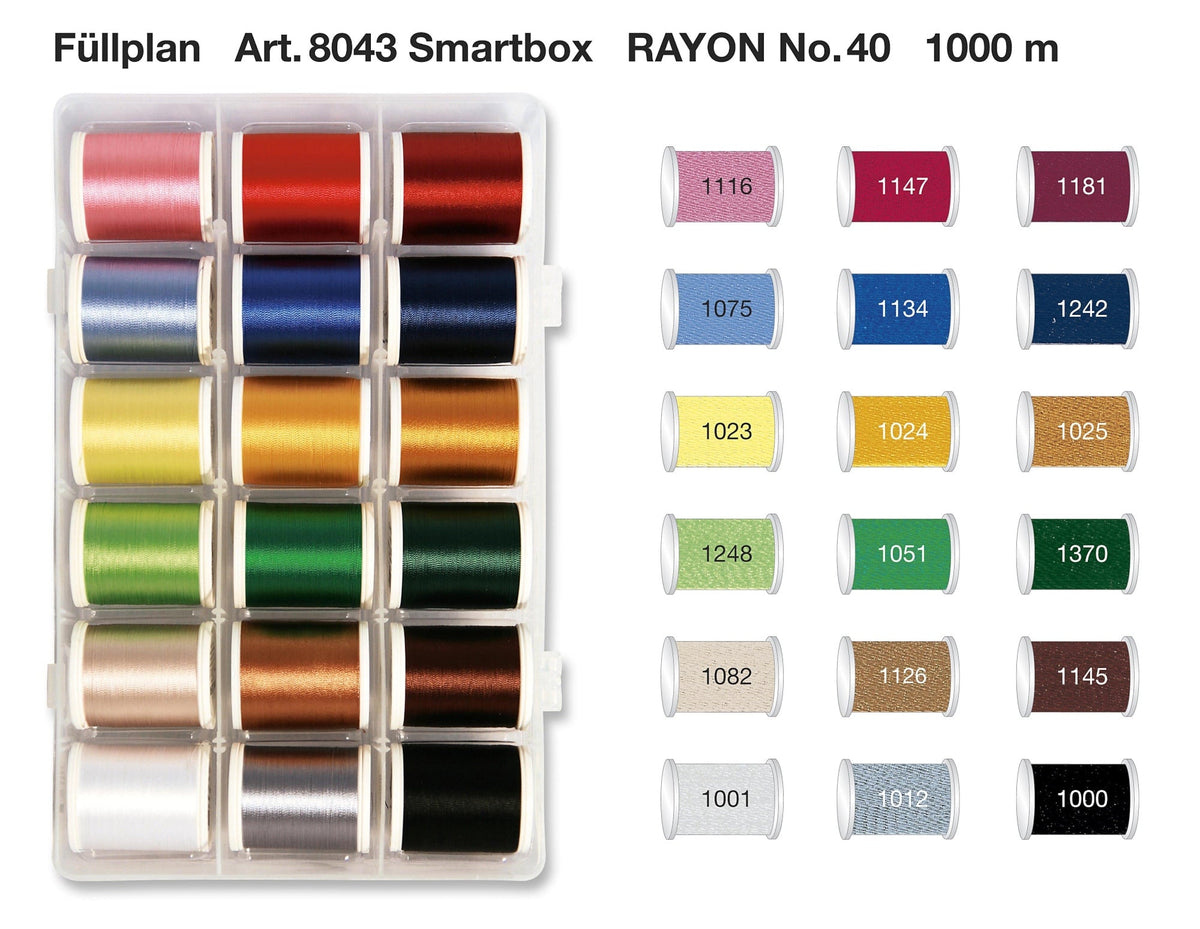 Madeira Rayon No.40 Smartbox (18 Farben/ 1000 m)