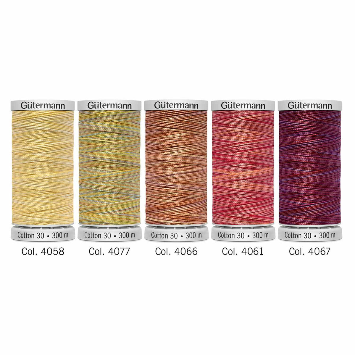 Gütermann Cotton 30 Stickfaden-Set-1 (5 Farben/ 300 m/ gelb-rot)