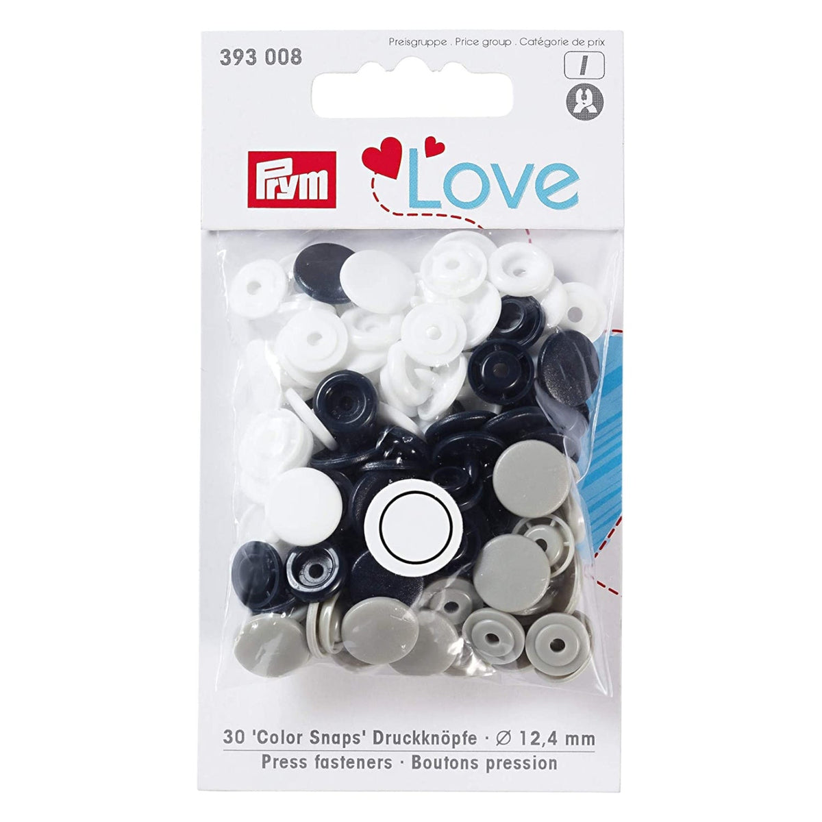 Prym Love Druckknöpfe Color Snaps (12,4 mm/ marine/ grau/ weiß/ 30 St.)