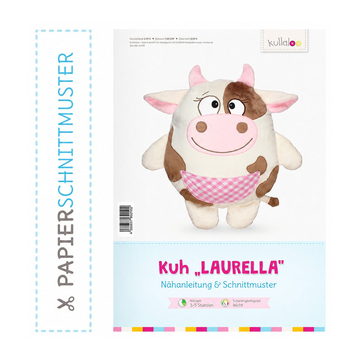 Kullaloo Kuscheltier Kuh LAURELLA 2 versch. Größen (Nähanleitung)