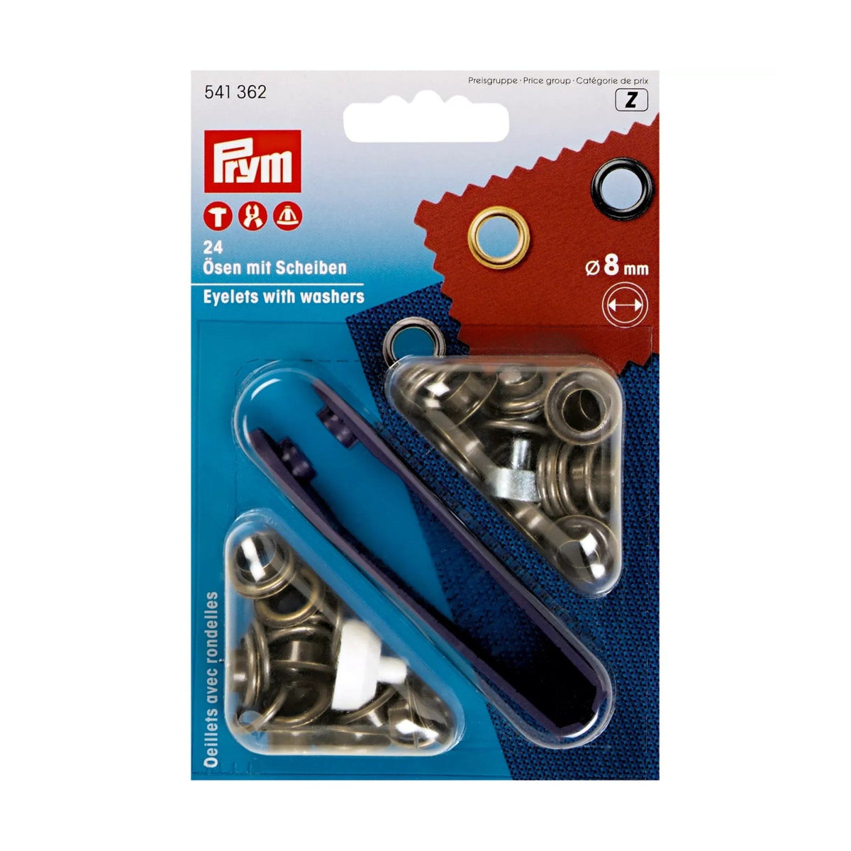 Prym Ösen mit Scheiben (8,0 mm/ altmessing/ 24 St.)