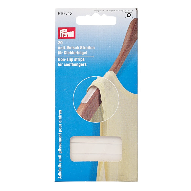 Prym Anti-Rutsch Streifen für Kleiderbügel (20 St. / 8 x 50 mm / Silikon / weiß)