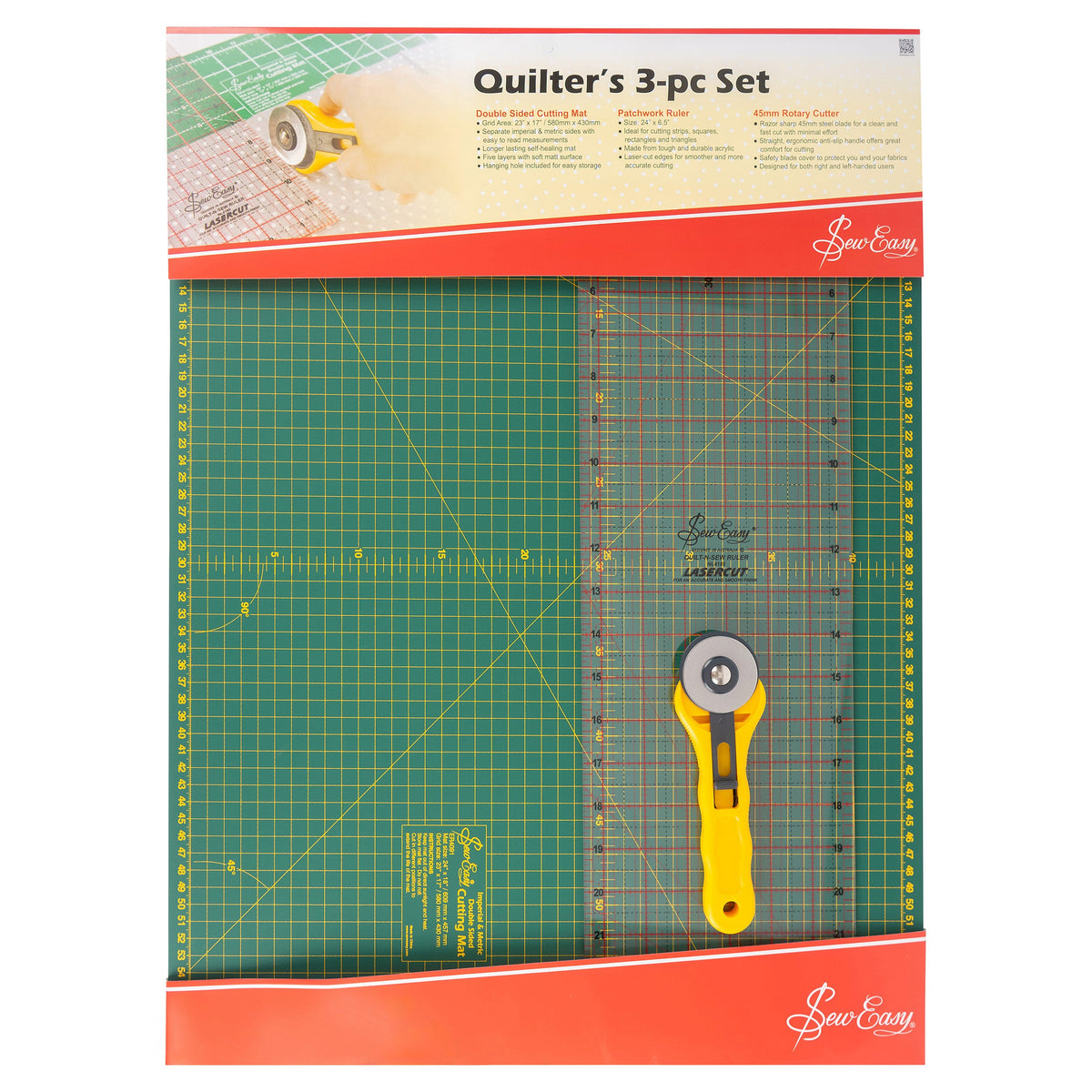 Sew Easy Quilter Set groß A2 (Schneidematte/ Lineal/ Rollschneider)