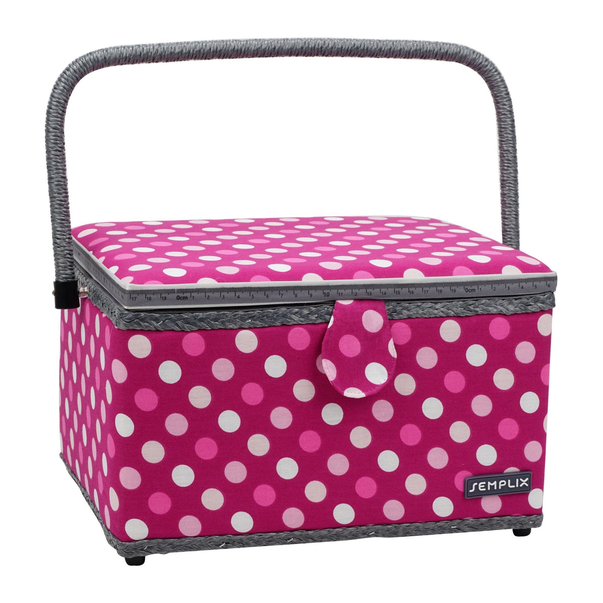 Semplix Nähkorb Polka Dots beere/rosa (L/30,5 x 22,5 x 19 cm)