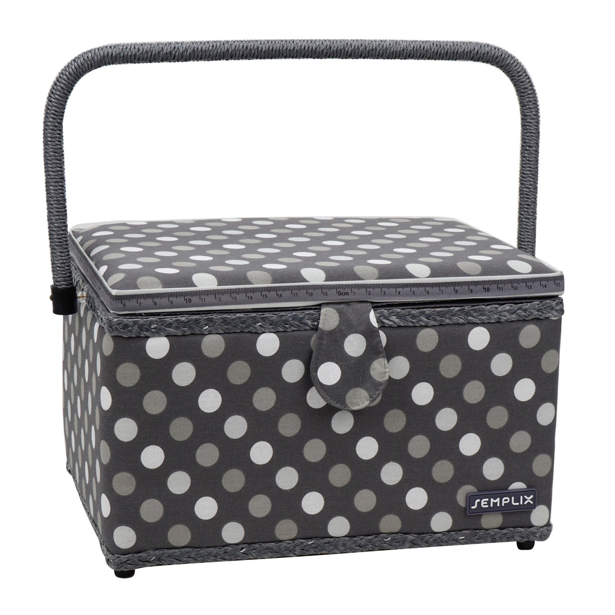 Semplix Nähkorb Polka Dots anthrazit/grau (L/30,5 x 22,5 x 19 cm)