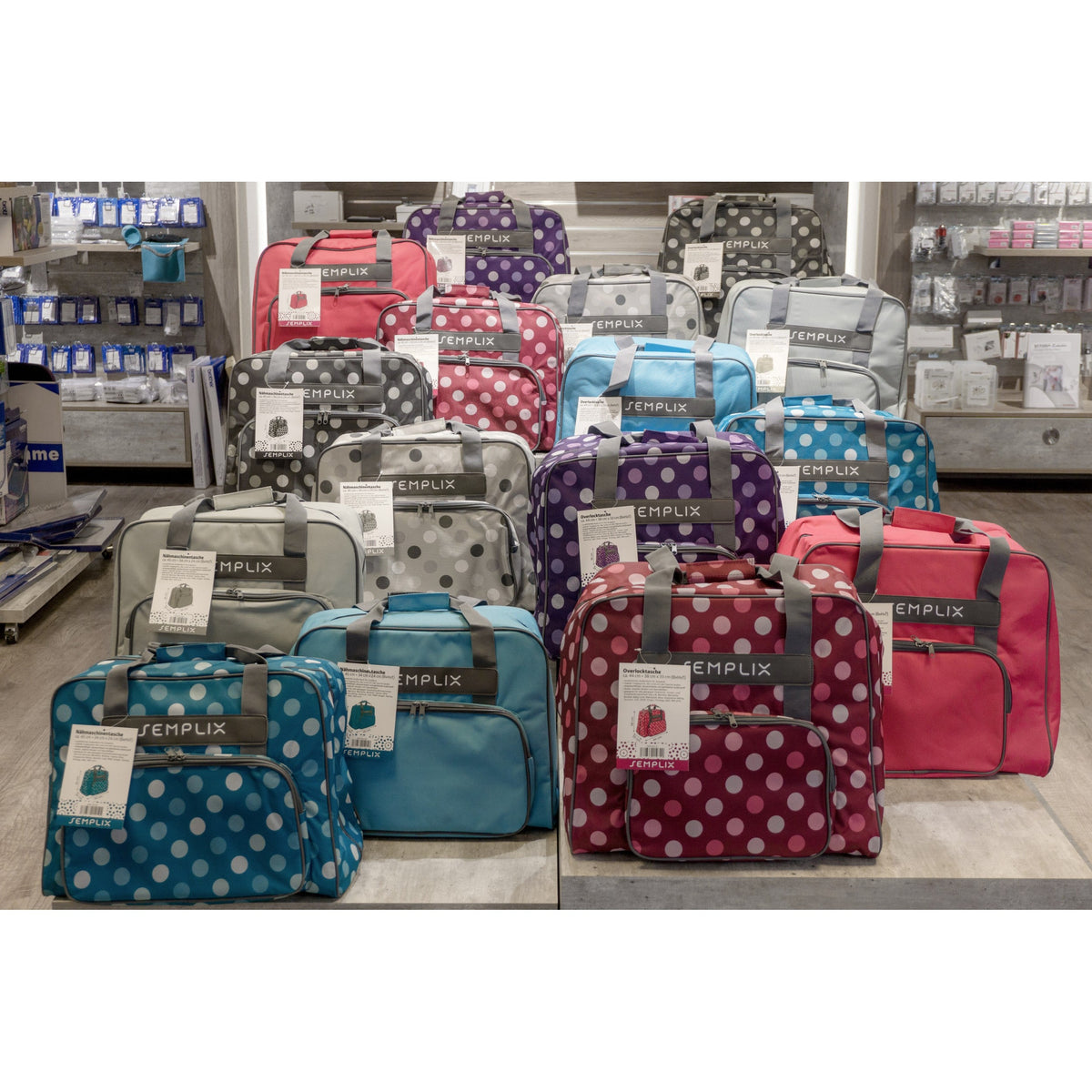Semplix Nähmaschinentasche XL Polka Dots (petrol/türkis)