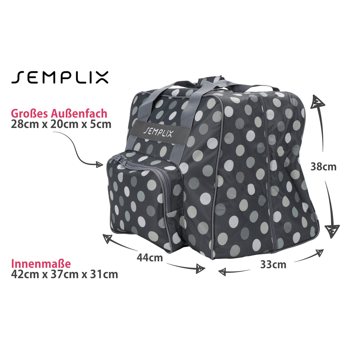 Semplix Overlocktasche-Coverlocktasche Polka Dots (anthrazit/grau)