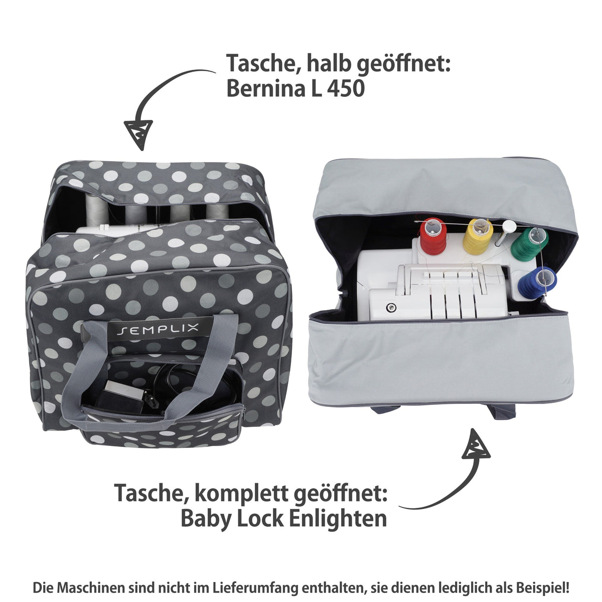 Semplix Overlocktasche-Coverlocktasche Polka Dots (anthrazit/grau)