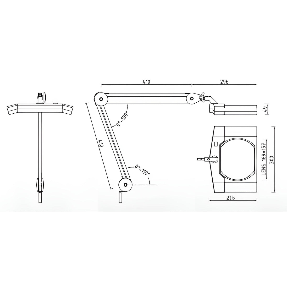 Semplix LED Lupen-Tischlampe 3D weiß (Linse 189 x 157 mm/ Tischklemme)