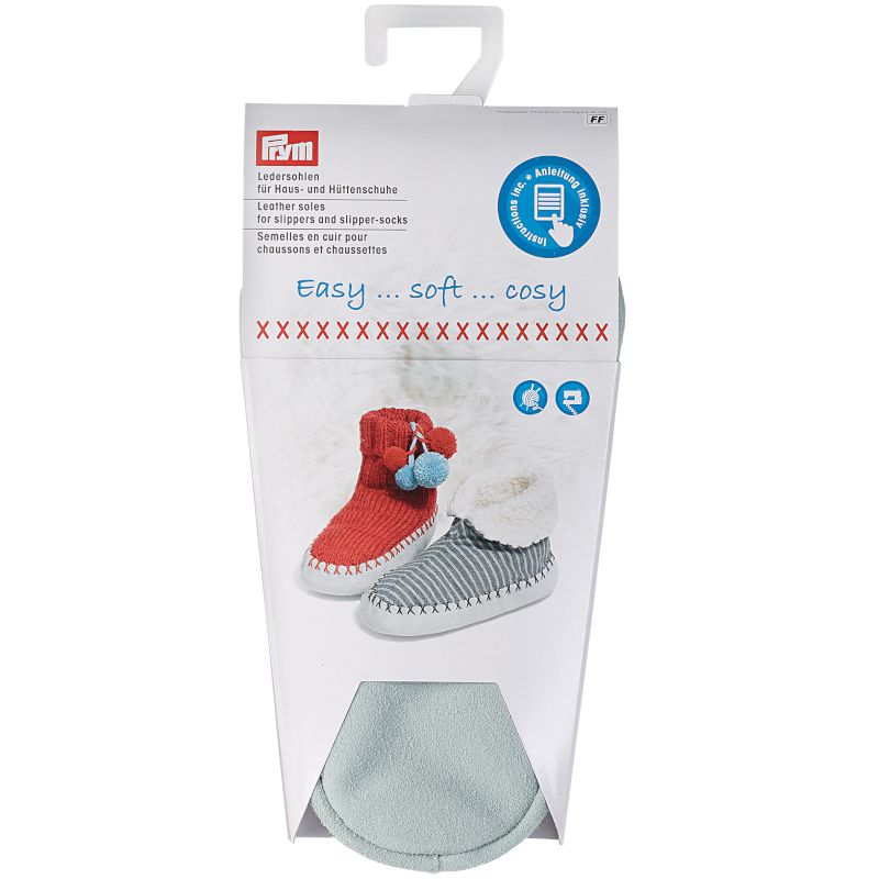 Prym Ledersohlen für Haus- und Hüttenschuhe (hellgrau/ versch. Größen)