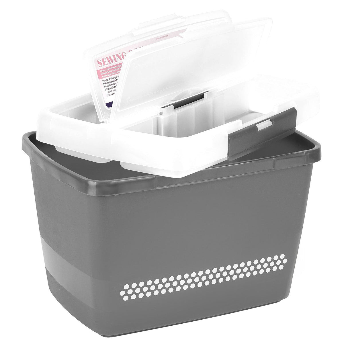 Große stabile Nähbox - Nähkoffer - Kunststoffbox (grau)
