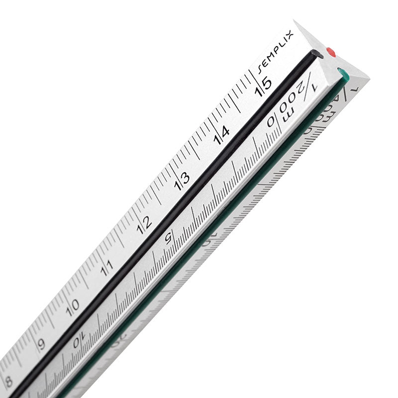 Semplix Aluminium Dreikantlineal (17 x 1,4 x 1,4 cm/ 6 verschiedene Skalen)