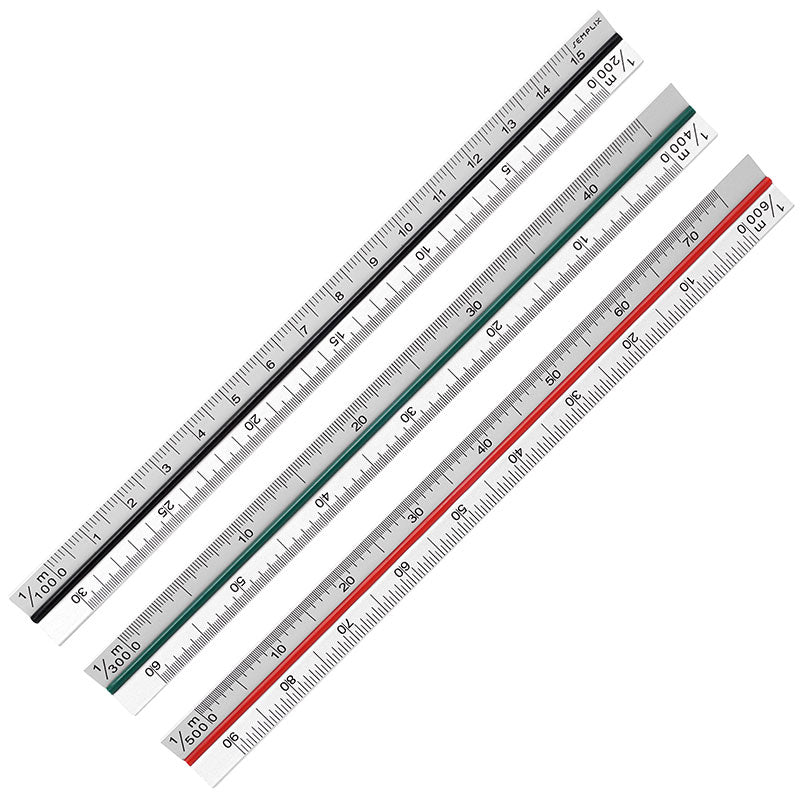 Semplix Aluminium Dreikantlineal (17 x 1,4 x 1,4 cm/ 6 verschiedene Skalen)