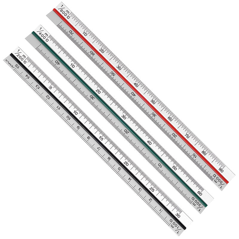 Semplix Aluminium Dreikantlineal (17 x 1,4 x 1,4 cm/ 6 verschiedene Skalen)