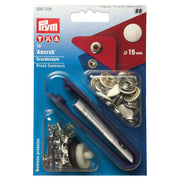 Prym Druckknöpfe Anorak (15 mm/ silberfarbig/ 10 St./ inkl. Werkzeug)