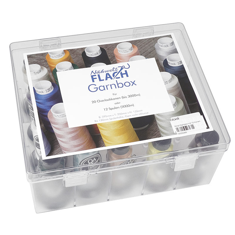 Nähwelt Flach Bauschgarn QA-Thread Acryl-Garnbox (gefüllt mit 10 Konen/ 1500 m)