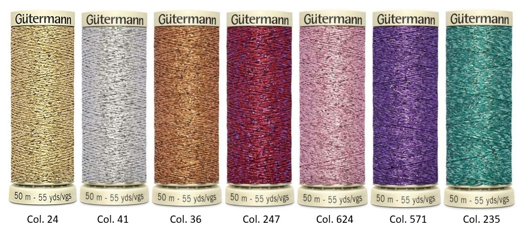 Gütermann  Metalleffekt-Faden Nähfaden-Set (7 Farben/ 50 m)