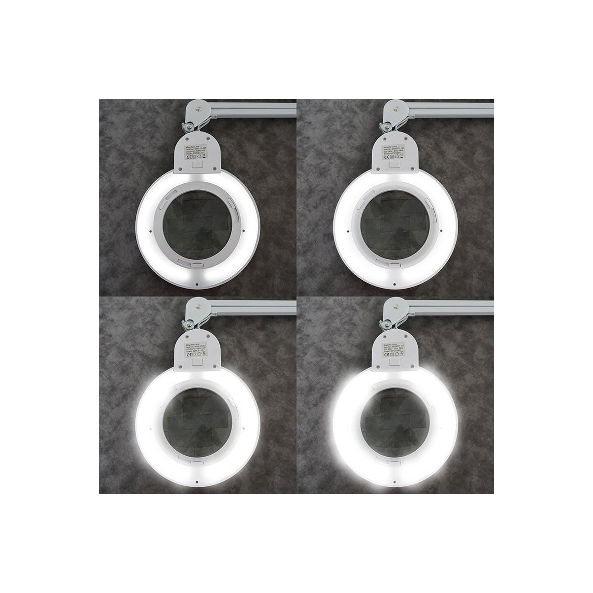 Semplix LED Lupen-Tischlampe weiß (60 PCS LED/ 3D Linse/ dimmbar/ Tischklemme)