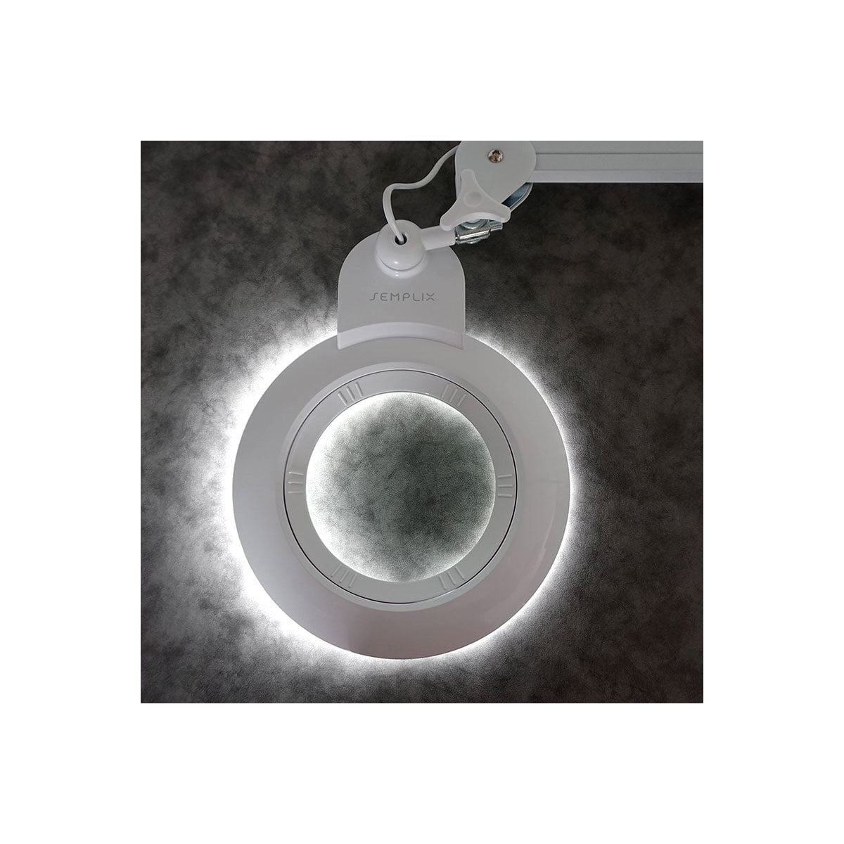 Semplix LED Lupen-Tischlampe weiß (60 PCS LED/ 3D Linse/ dimmbar/ Tischklemme)