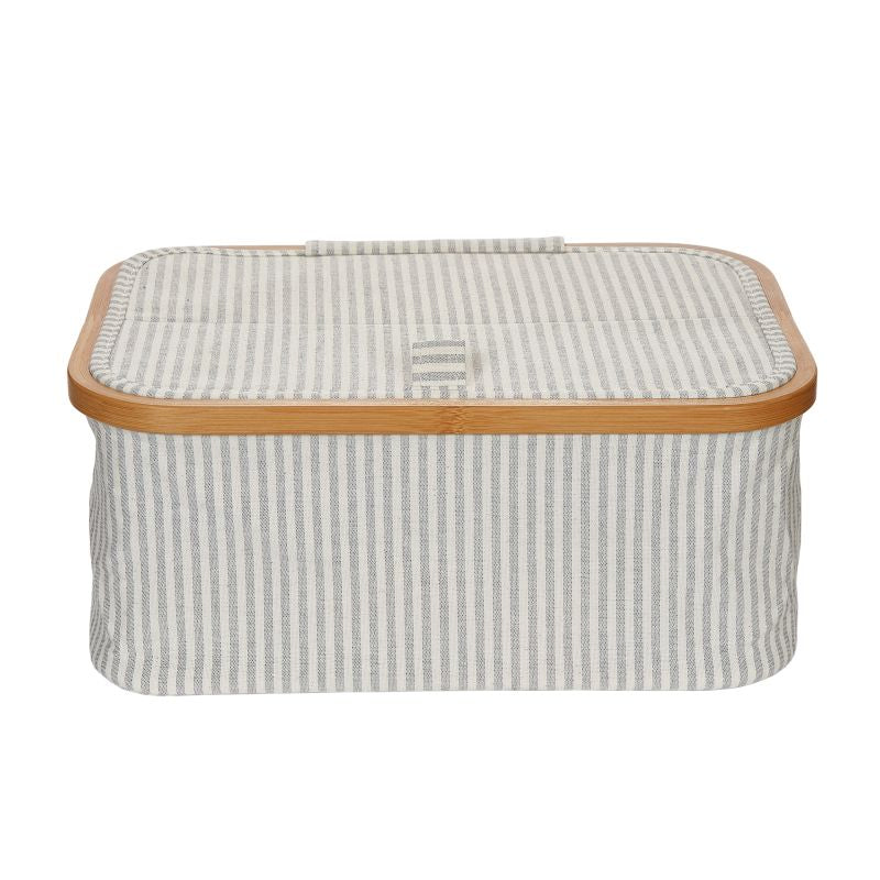 Prym Box Canvas & Bamboo (38 x 26 x 16 cm/ faltbar/ grau-creme gestreift)