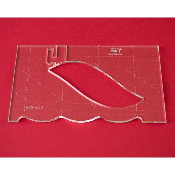 Quilt-Lineal ''Blatt groß'' (Acrylglas 5 mm/ Muster 11x6,3 cm/ Lineal 12,7x20,2 cm)