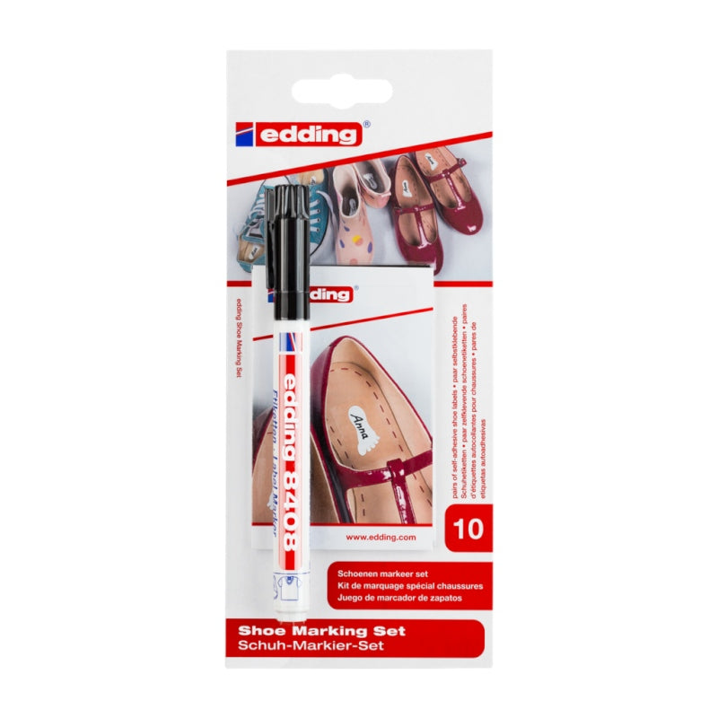 Edding Schuh-Markier-Set (schwarz/ 0,75 mm Spitze/ Klebeetiketten/ 10 St.)
