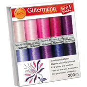 Gütermann Rayon 40 Stickfaden-Set-2 (10 x 200 m/ rosa/ pink/ lila)