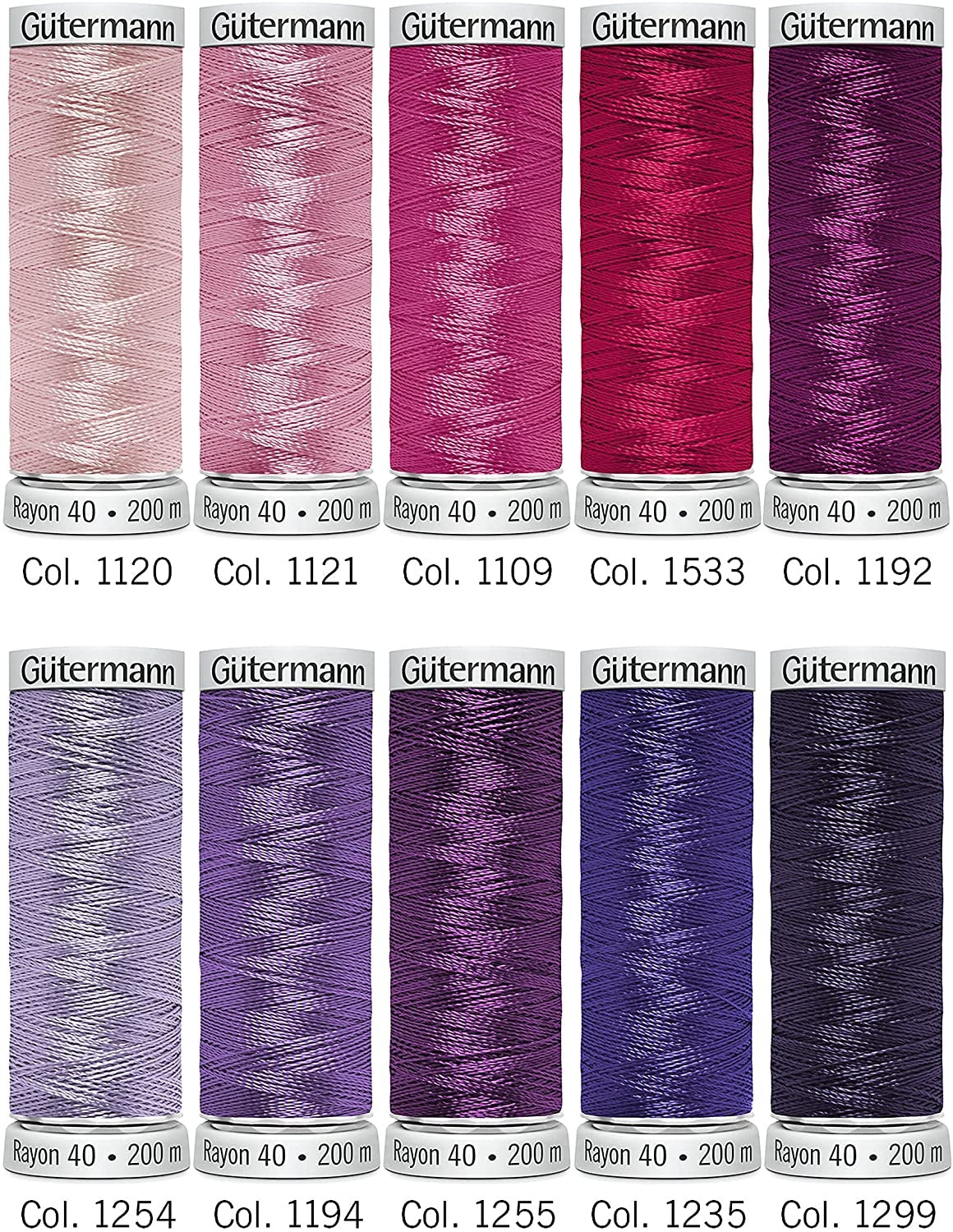 Gütermann Rayon 40 Stickfaden-Set-2 (10 x 200 m/ rosa/ pink/ lila)