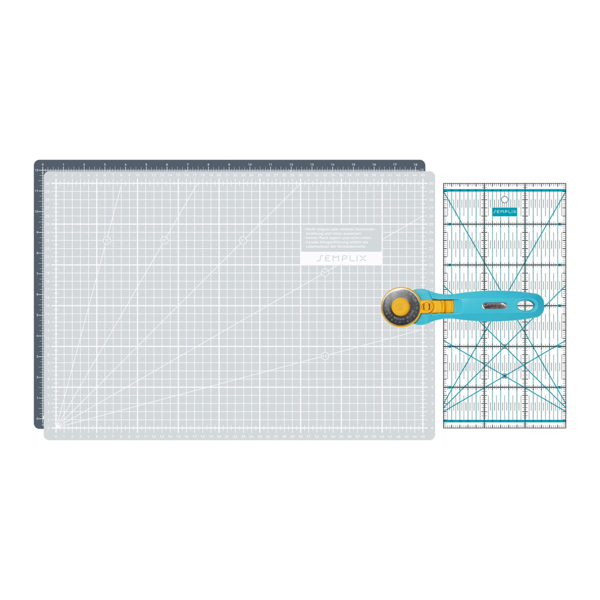 Semplix Schneidematten-Set A3 grau/türkis (Matte 45 x 30 cm)