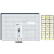 Semplix Schneidematten-Set A3 grau/gelb Lineal/ Rollschneider 28 mm