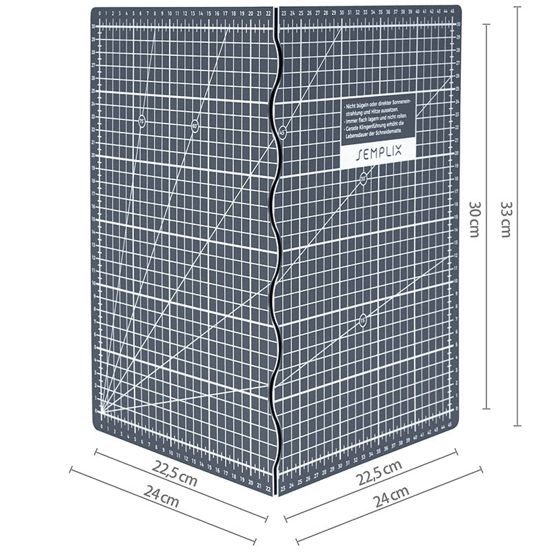 Semplix Faltbare Schneidematte grau (45 x 30 cm/ Unterseite rutschhemmend) A3