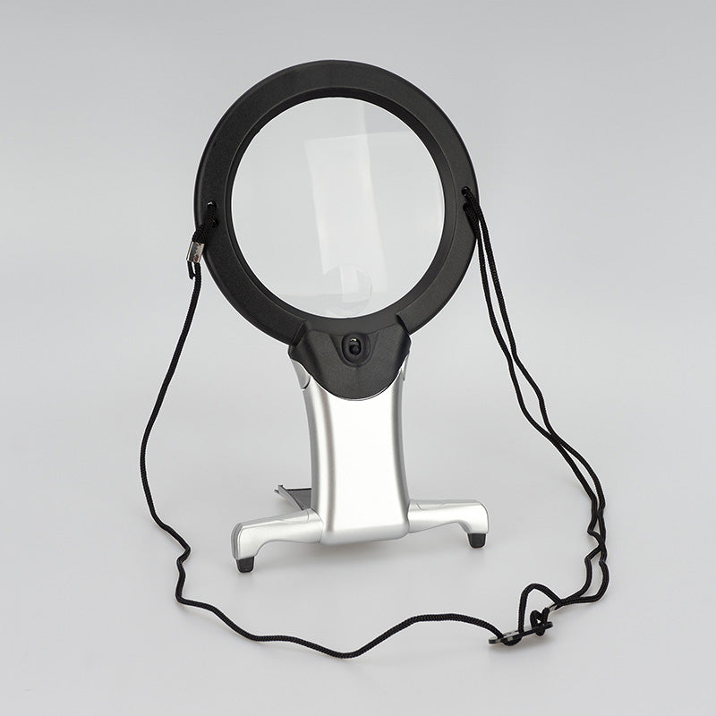 Purelite LED 2 in 1 Hände-Frei- und Tisch-Standlupe (Ø 10 mm Lupe 2+6-fache Vergrößerung)