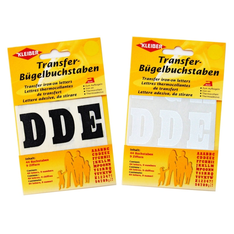 Kleiber Transfer-Bügelbuchstaben (2 Farben/ 44 Buchstab./ 9 Ziffern/ 8 Sonderzei./ 3,5 x 3 cm)
