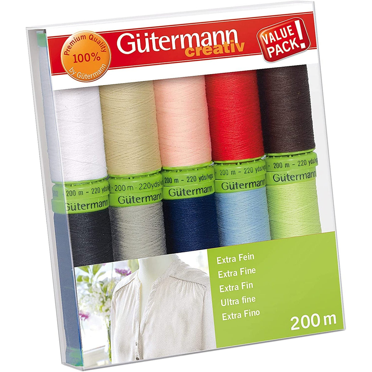 Gütermann  Extra Fein Nähfaden-Set-1 (10 Farben/ 200 m)