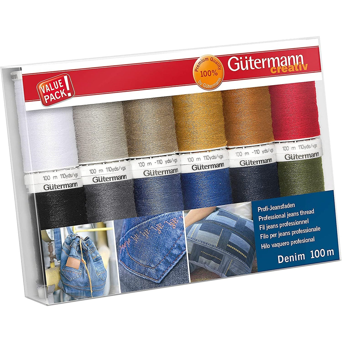 Gütermann Denim Nähfaden-Set-1 (12 Farben/ 100 m)