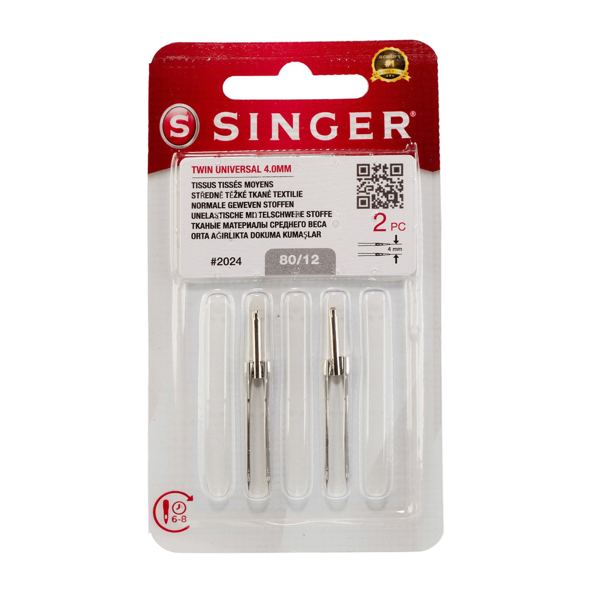 Singer Zwillingsnadel Stärke 80/ 4,0/ System 130/ 705H-ZWI/ 2 Nadeln