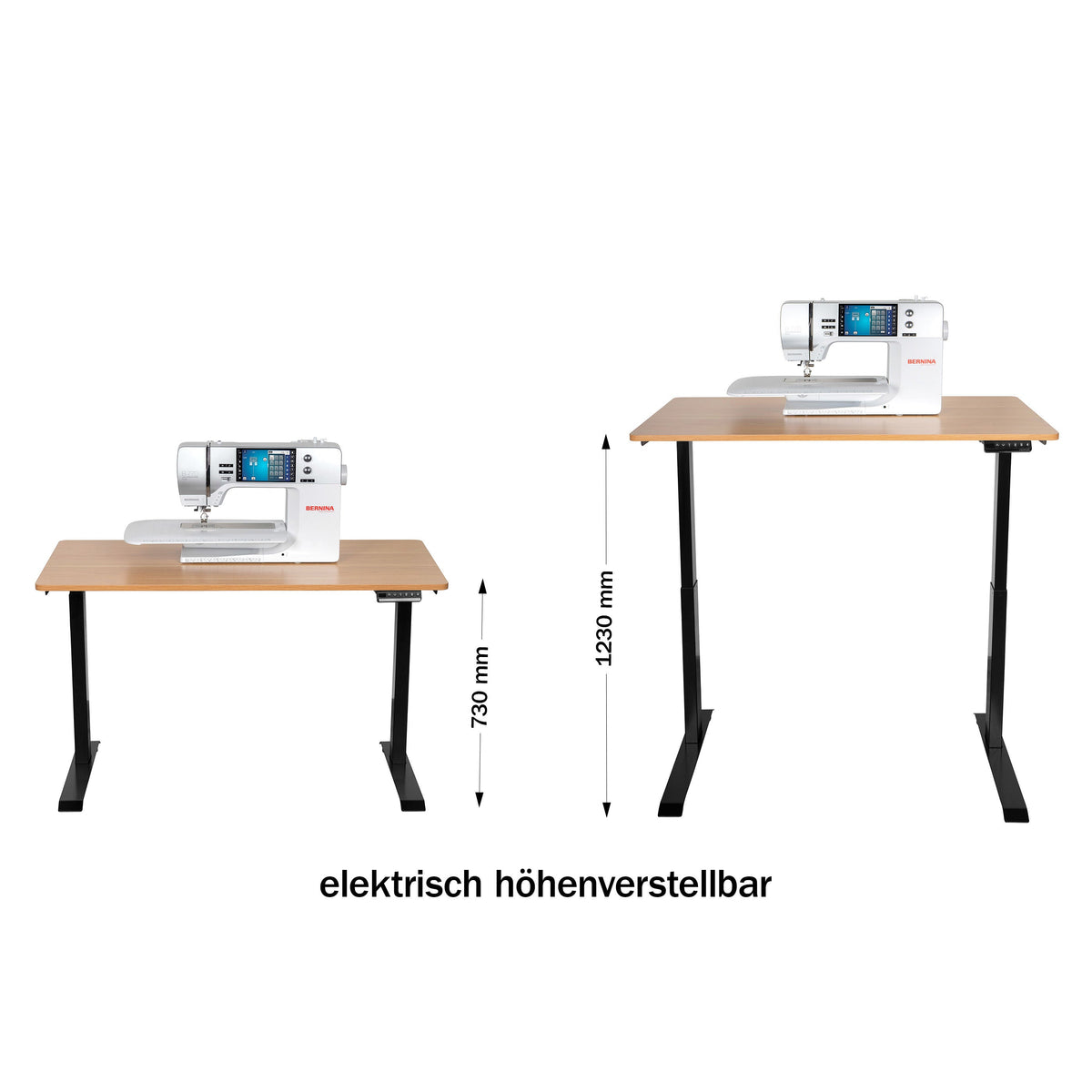 Semplix Hobby- und Arbeitstisch, Nähtisch elektrisch höhenverstellbar (schwarz/ Eiche-Design)