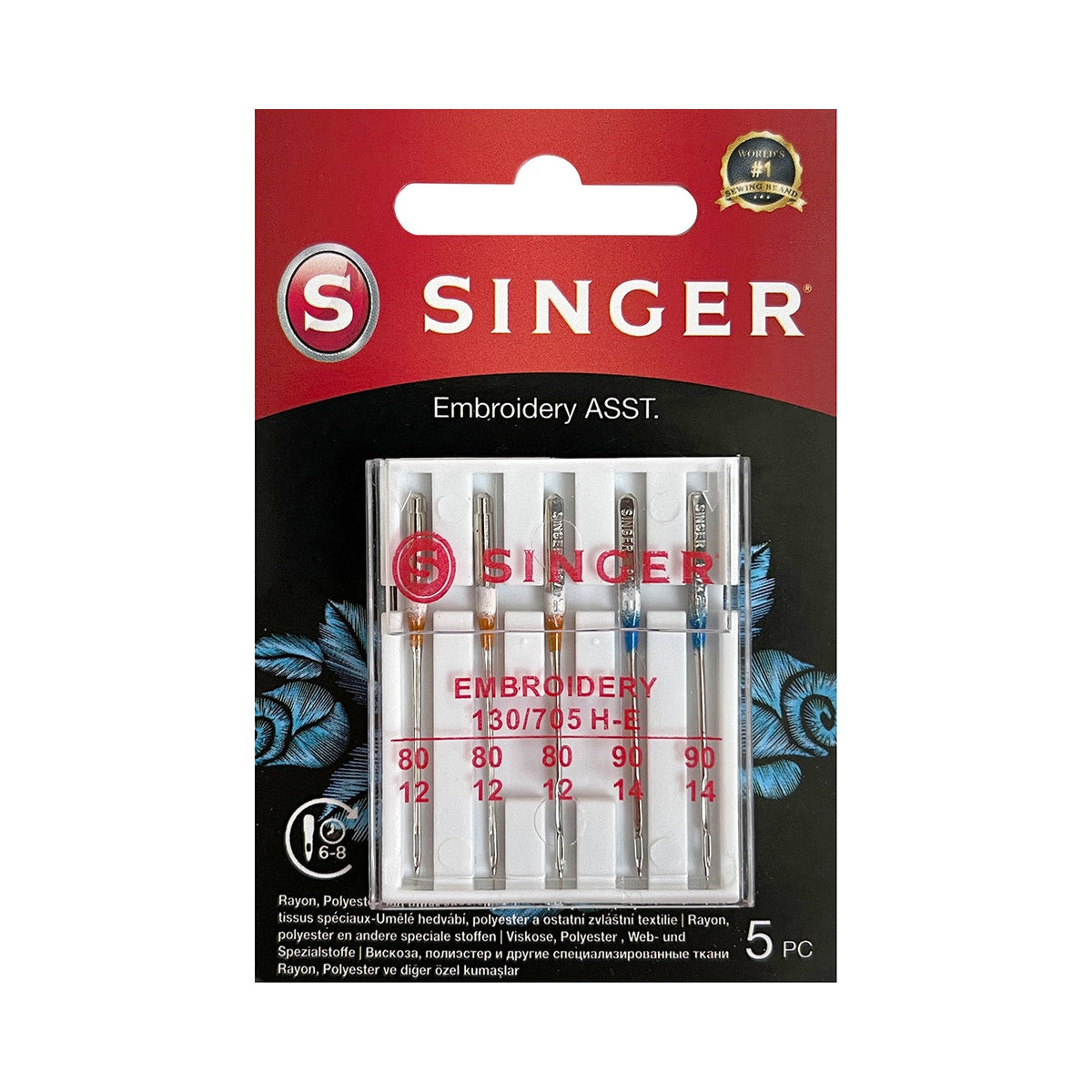 Singer Embroidery-Nadel Stärke 80-90/ System 130/ 705 H-E/ 5 Nadeln