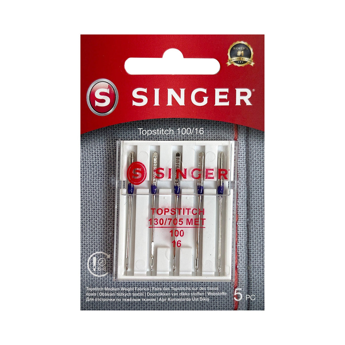 Singer Topstitch-Nadel Stärke 100/ System 130/ 705 MET/ 5 Nadeln