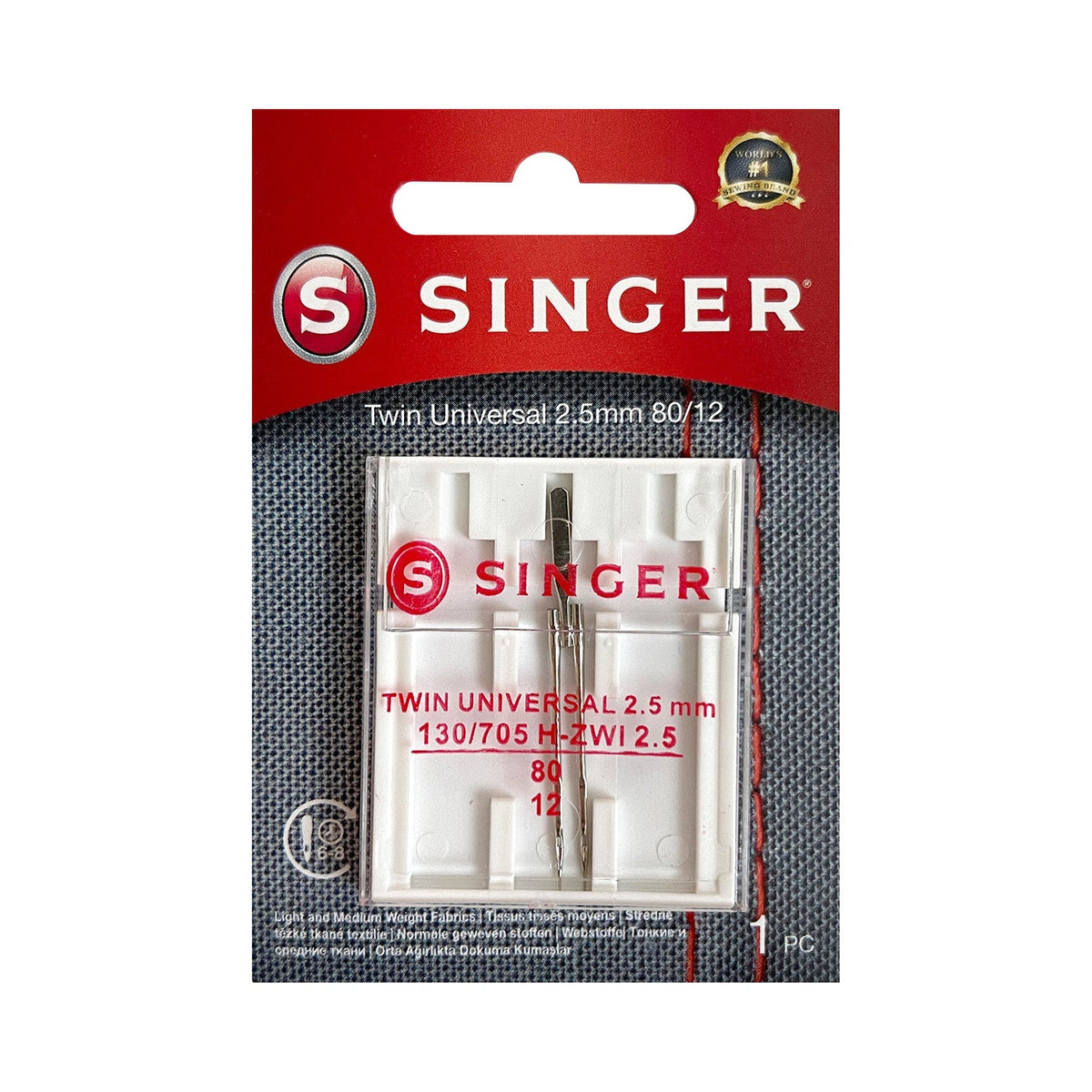 Singer Zwillingsnadel Universal Stärke 80/ 2,5 mm/ System 130/ 705H-ZWI/ 1 Nadel